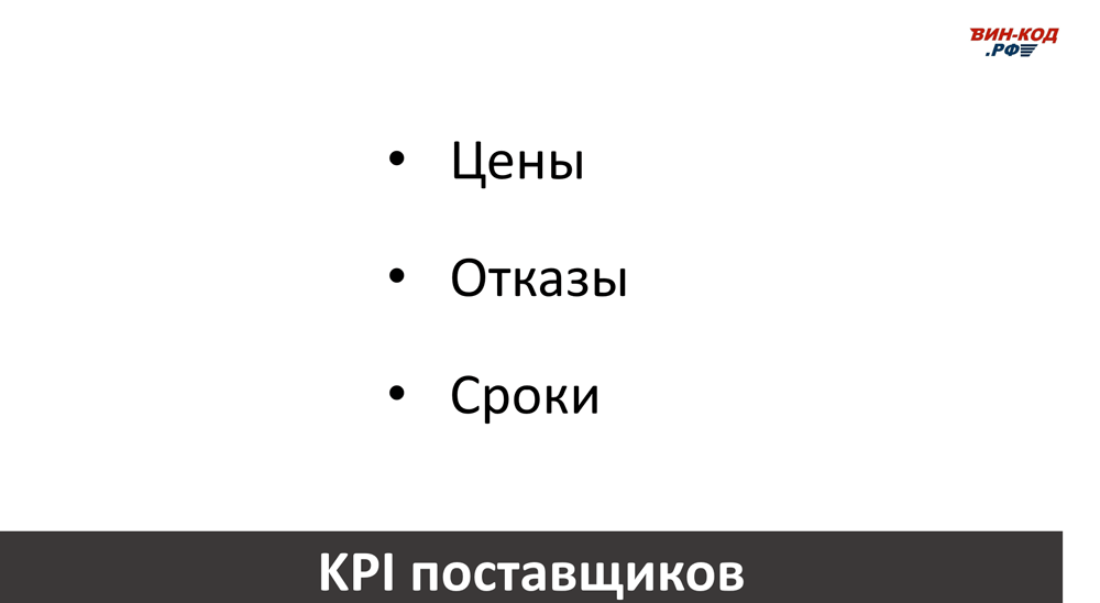 Основные KPI поставщиков в Домодедово